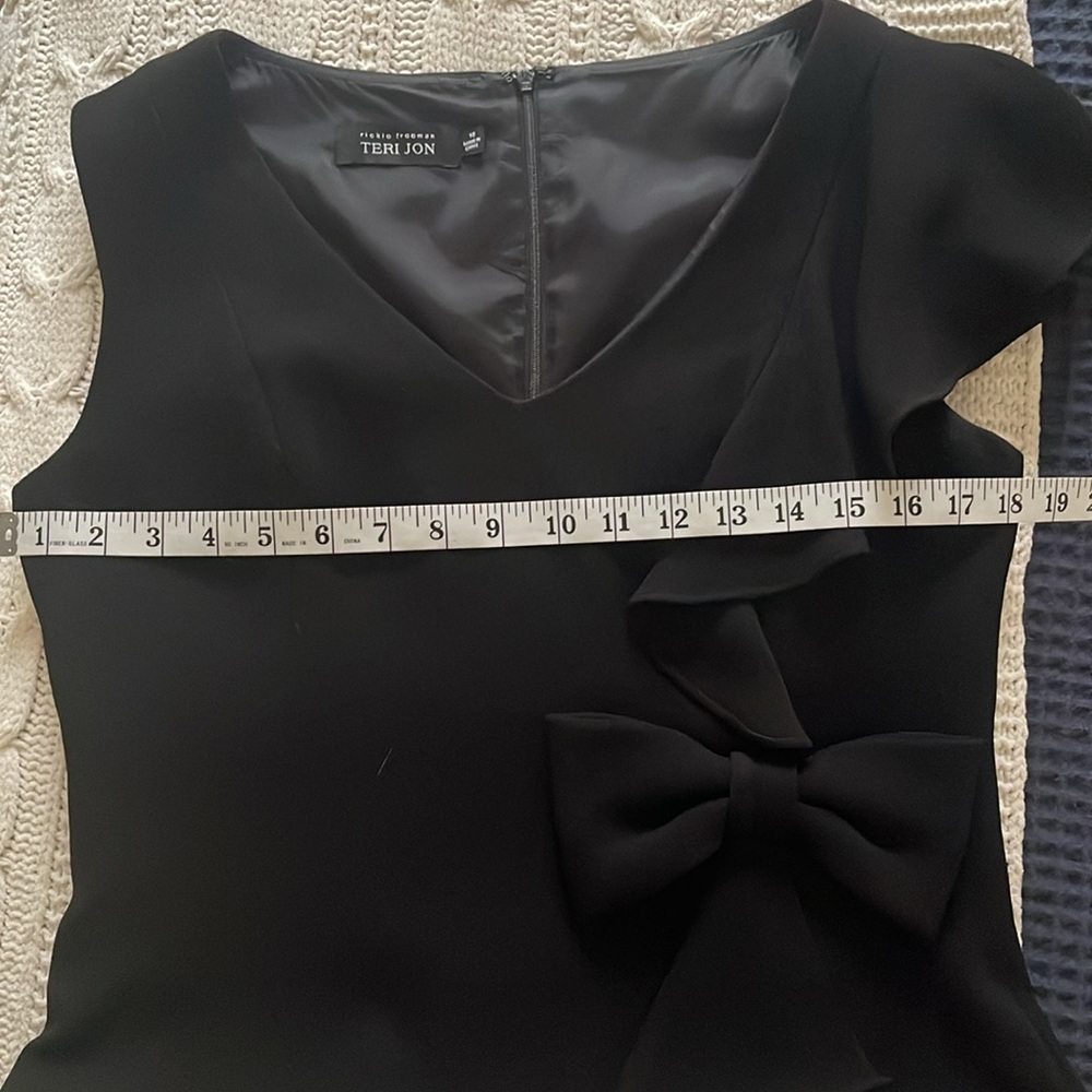 Rikki Freeman for Terri John Black Formal Asymmetrical Dress with Bow Size 10 - Picture 8 of 16
